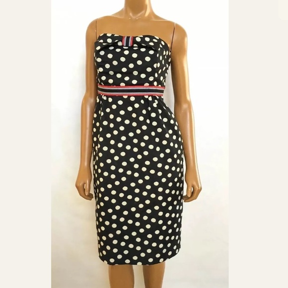 Anthropologie polka dot fit sheath front bow 4 - Picture 3 of 8